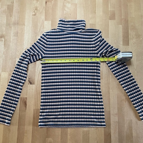 Madewell Fine Ribbed Turtleneck Long Sleeve Small Dark Mediterranean Windmill - Picture 15 of 15